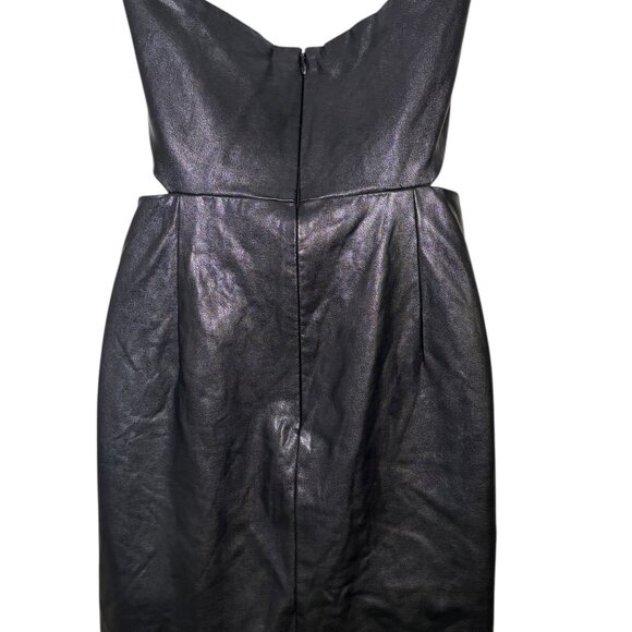 Amanda Uprichard Kloss Faux Leather Cutout Mini Dress Black Size Small - Picture 3 of 7